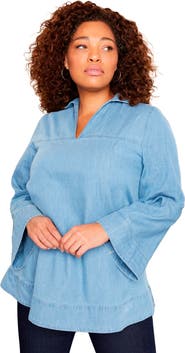 June + Vie Cotton Denim Blouse