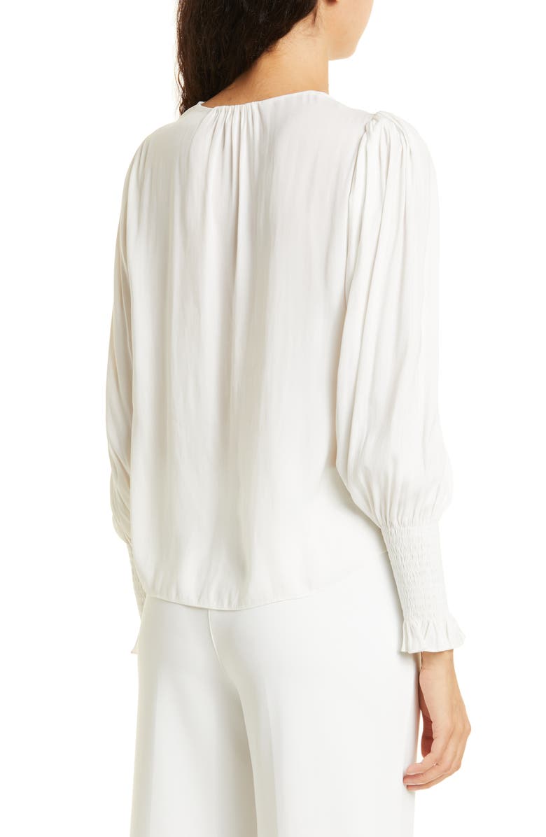 Rebecca Taylor Tie Neck Sateen Blouse, Alternate, color, Milk