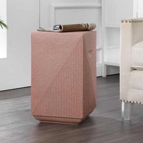 Jonathan Y Adrian 20.75" Contemporary Minimalist Square Indoor/outdoor Accent Table In Pink Terrazzo