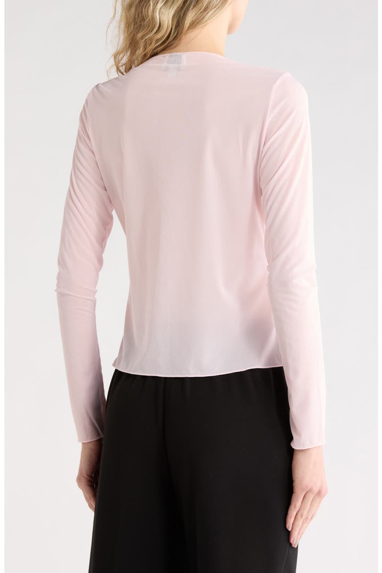 Crewneck Mesh Crop Cardigan, Alternate, color, HIBISCUS PINK