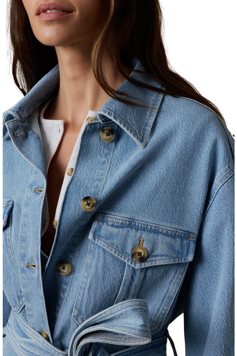 Solstice Tie Waist Denim Jacket, Alternate, color, BAY DRIFT WASH