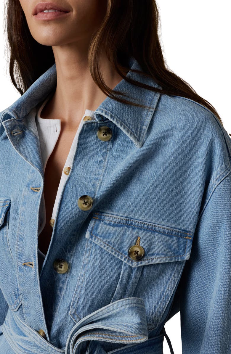 Faherty Solstice Tie Waist Denim Jacket, Alternate, color, Bay Drift Wash