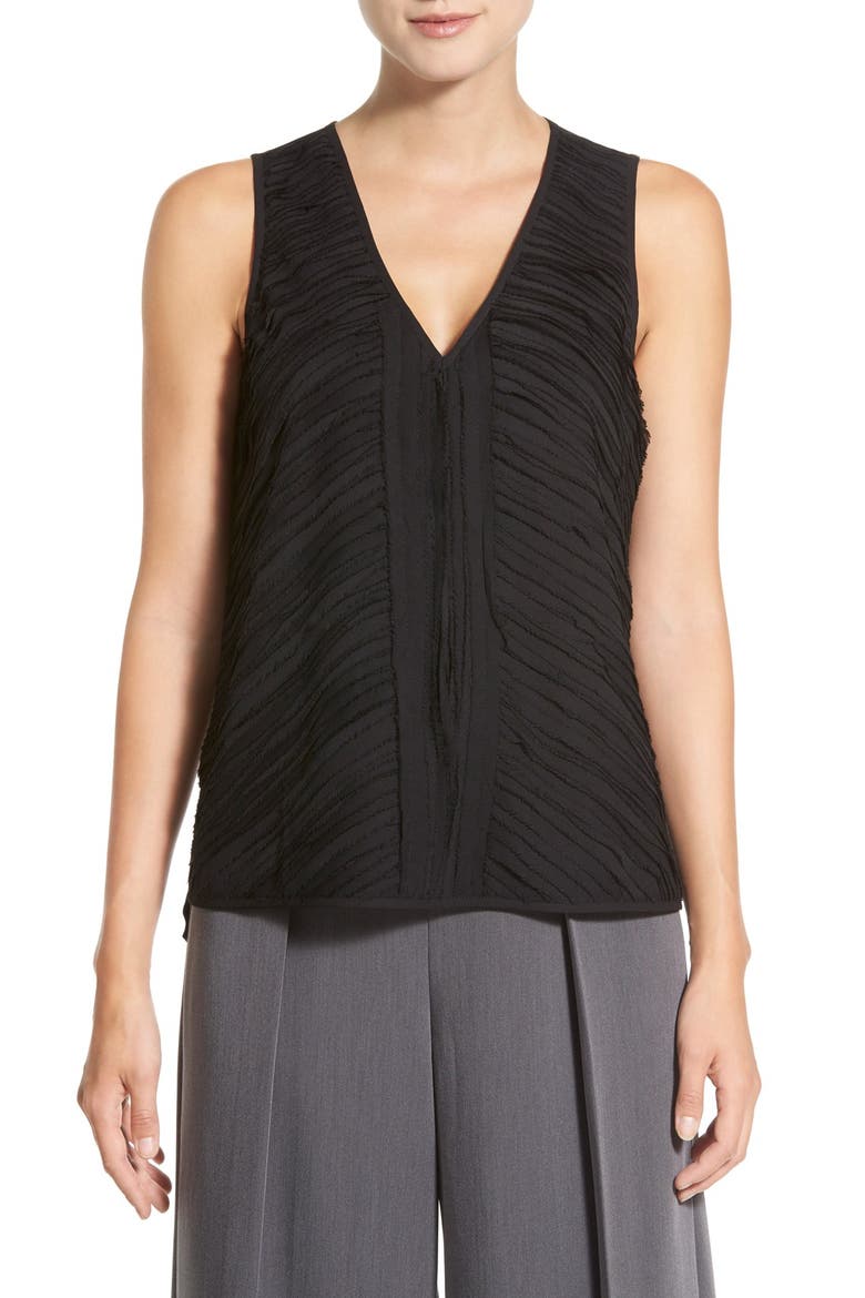 Chiffon Raw Edge Layer Tank, Main, color, BLACK