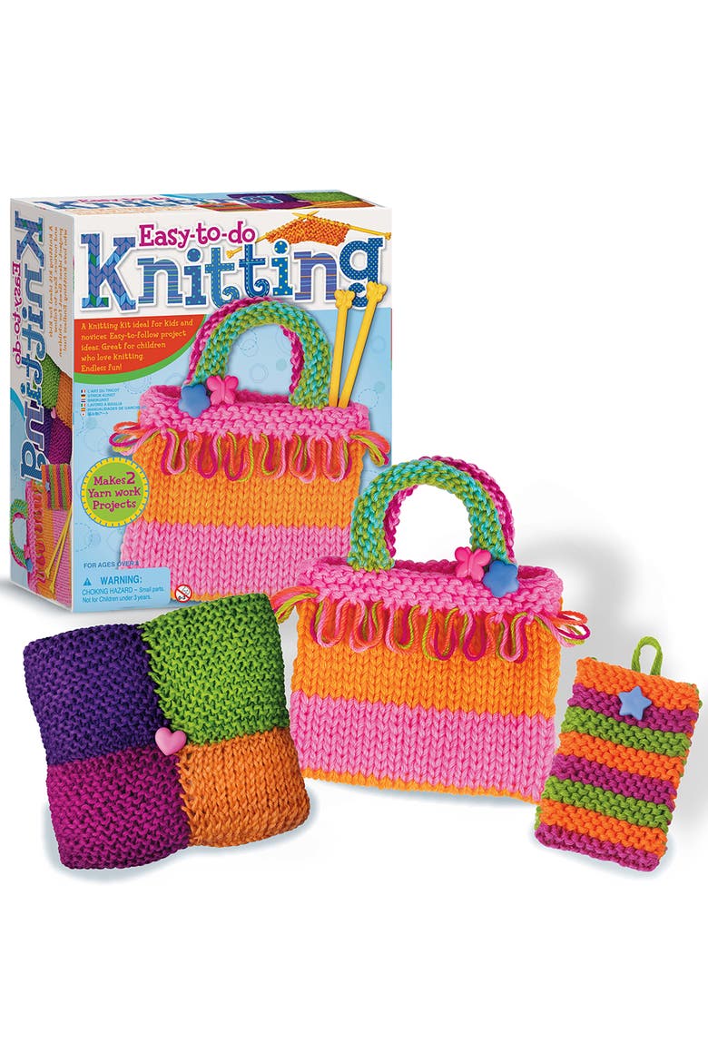 Easy to Do Knitting Kit Learn 2 Yarn Projects Set, Alternate, color, Multicolored