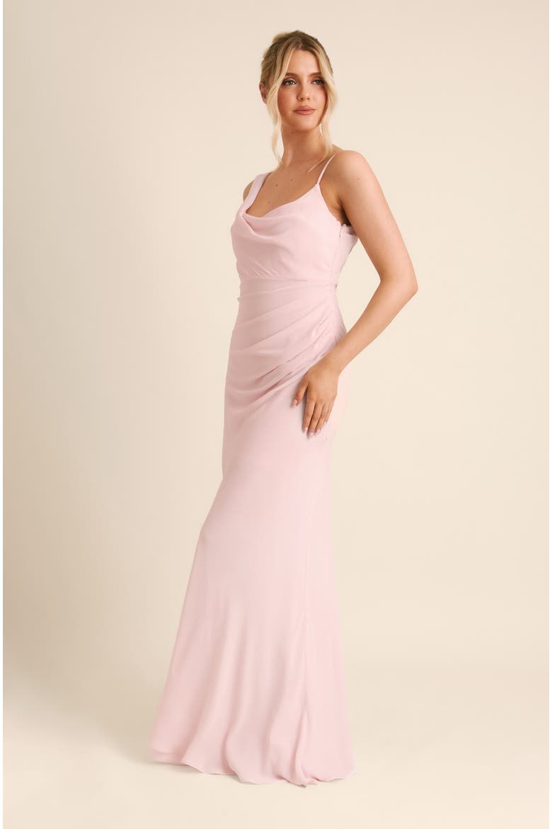 Cowl Front Chiffon Bridesmaid Dress, Alternate, color, Ballet Pink