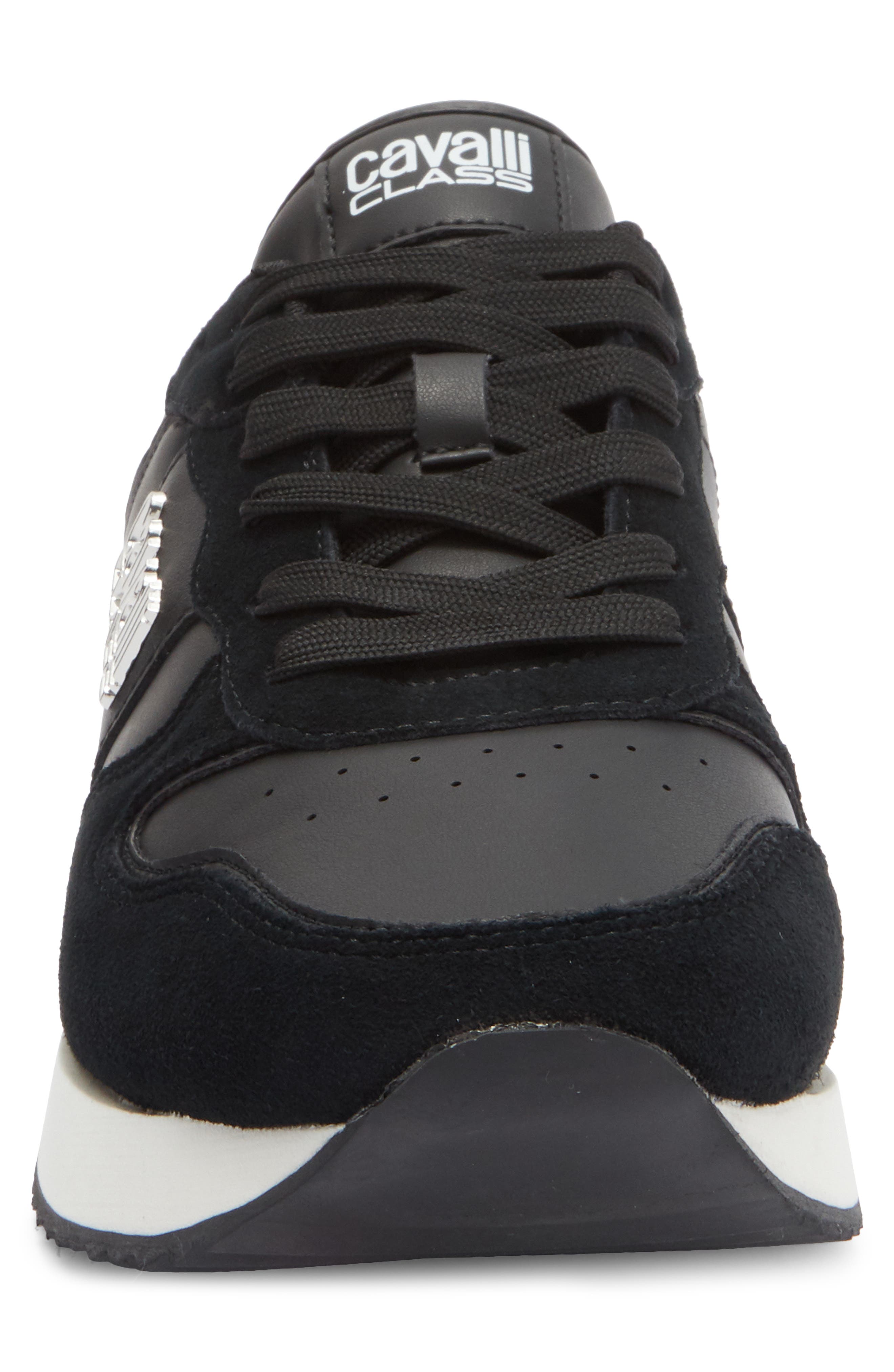 Roberto Cavalli Firenze Low Top Runner Sneaker, Alternate, color, Black