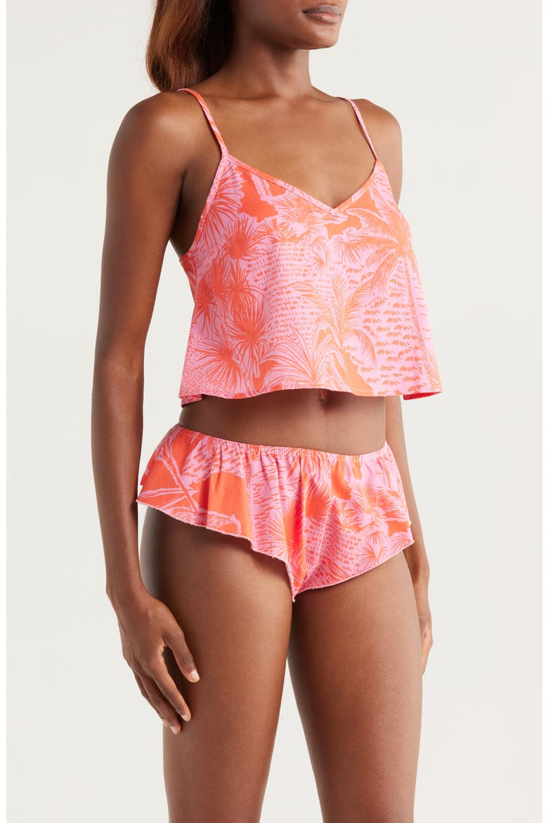 Print Crop Camisole & Flutter Panties Set, Alternate, color, TROPICAL TOILE