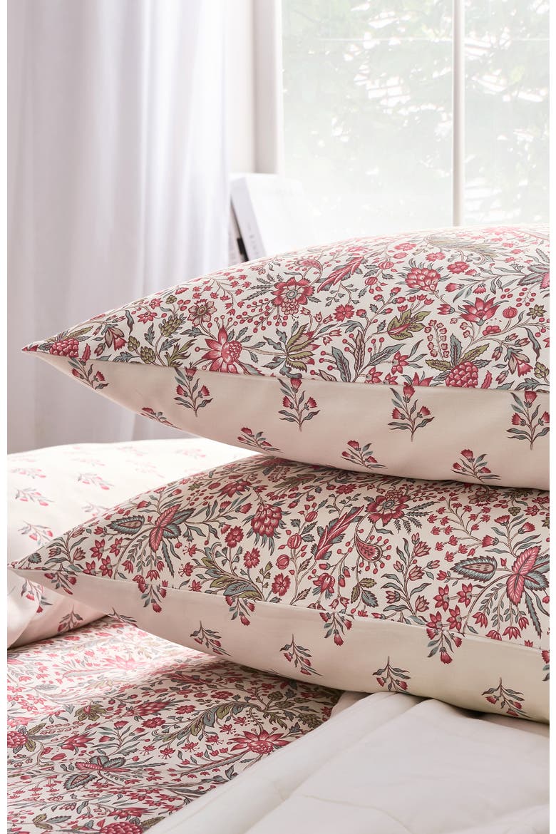 Newstead Luxury Cotton Sateen Reversible Floral Pillowcase Pairs, Alternate, color, Mulberry