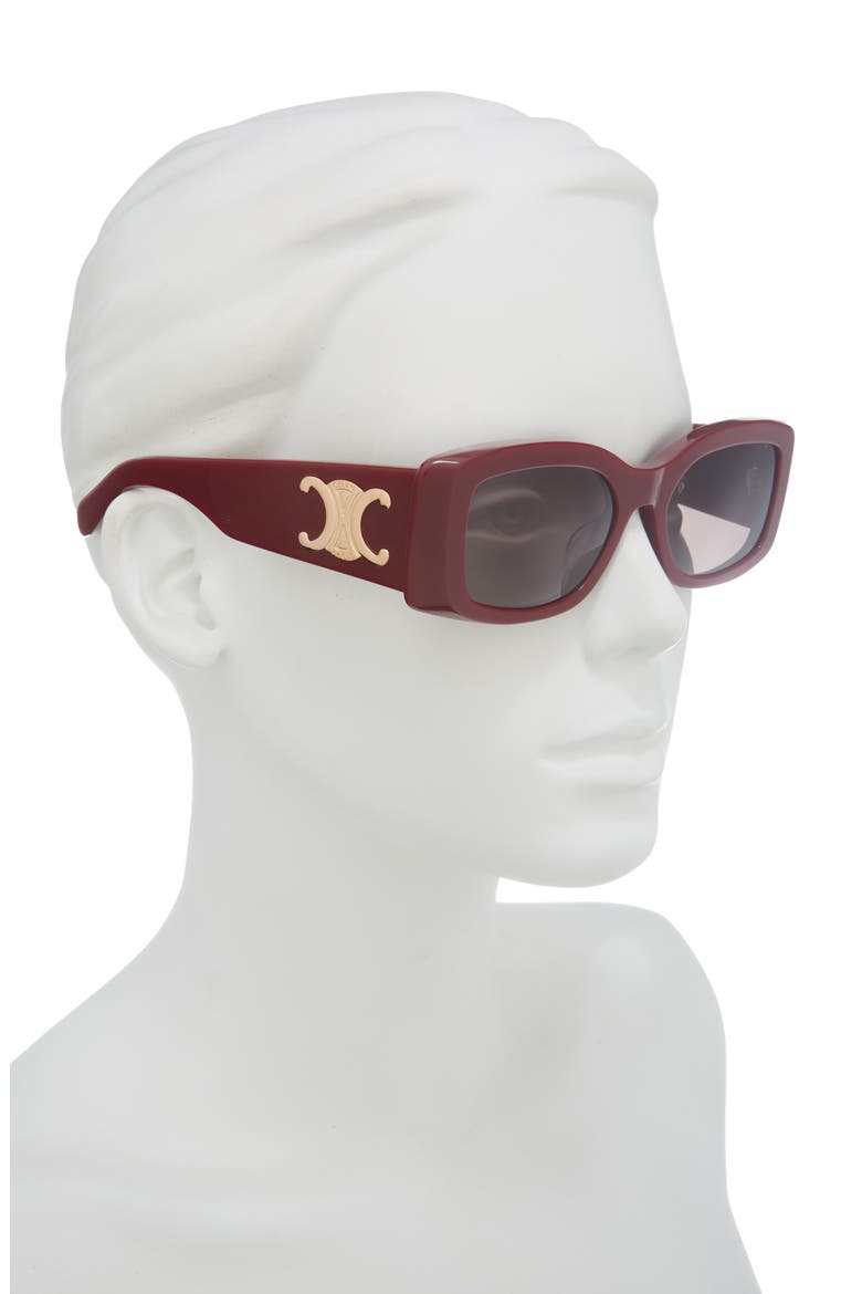 Triomphe 53mm Rectangular Sunglasses, Alternate, color, SHINY BORDEAUX / SMOKE