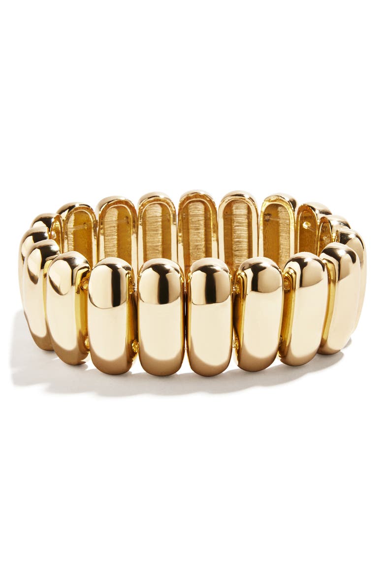 Keira Ribbed Stretch Bracelet, Main, color, GOLD