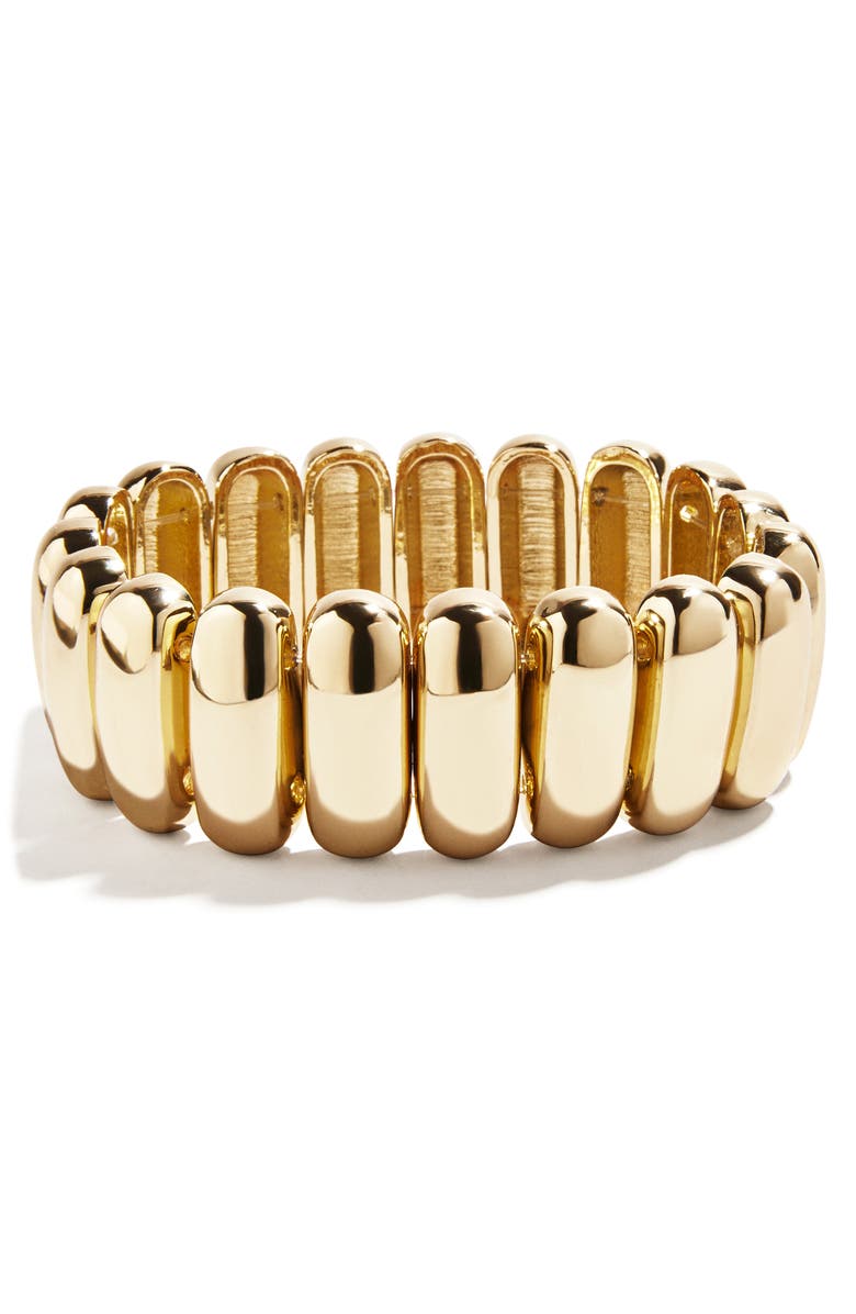 BaubleBar Keira Ribbed Stretch Bracelet, Main, color, Gold
