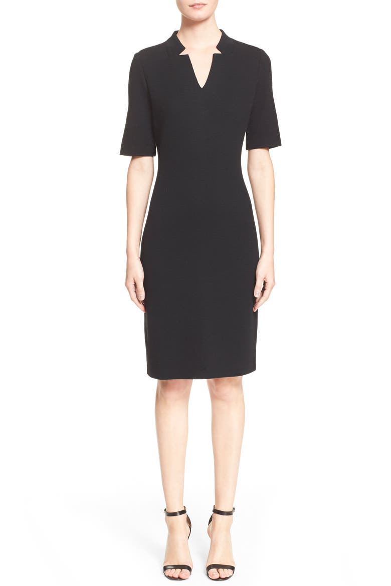 Elbow Sleeve Piqué Milano Knit Dress, Main, color, CAVIAR