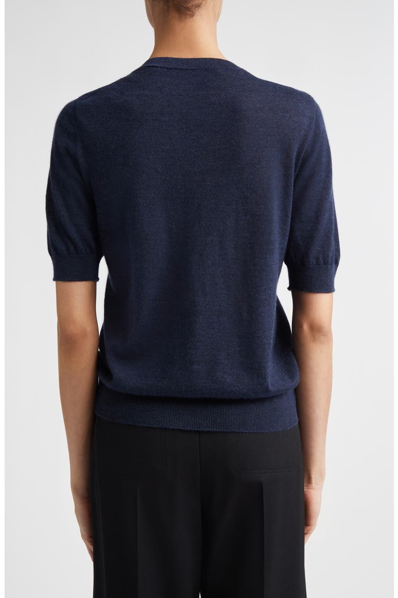 Honor Short Sleeve Cashmere Crewneck Sweater, Alternate, color, BARRA NAVY