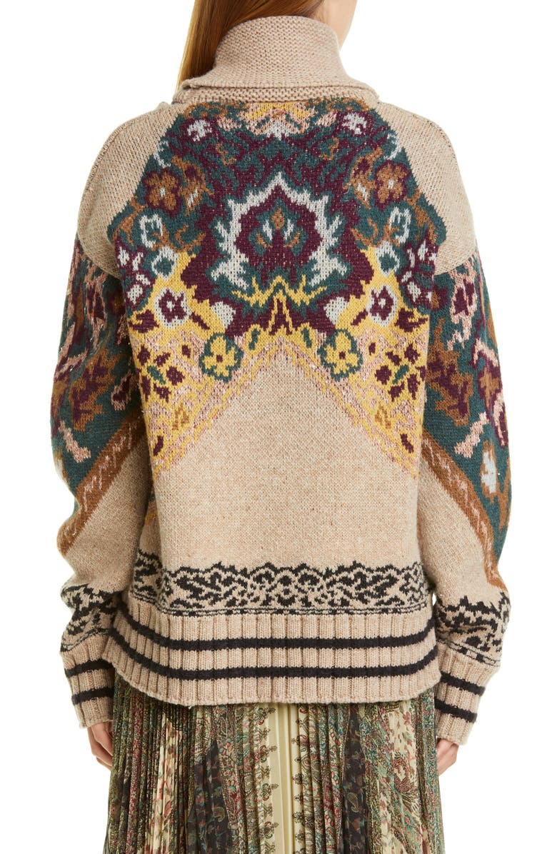 Etro Shawl Collar Intarsia Sweater, Alternate, color, 
