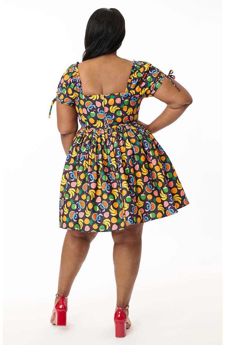 Unique Vintage Plus Size Dakota Fit & Flare Dress, Alternate, color, Black Stitch/ Fruit Print