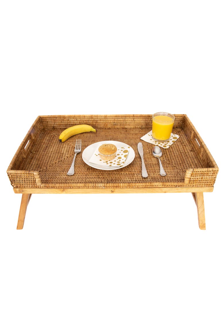 Artifacts Rattan Breakfast Tray/Table, Alternate, color, Honey Brown