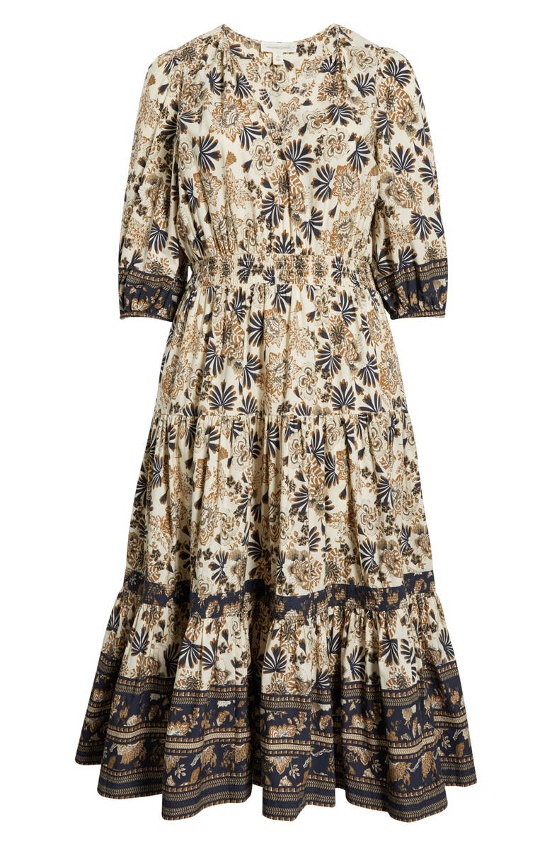 Treasure & Bond Floral Cotton Maxi Dress, Alternate, color, Ivory- Navy Mix Border