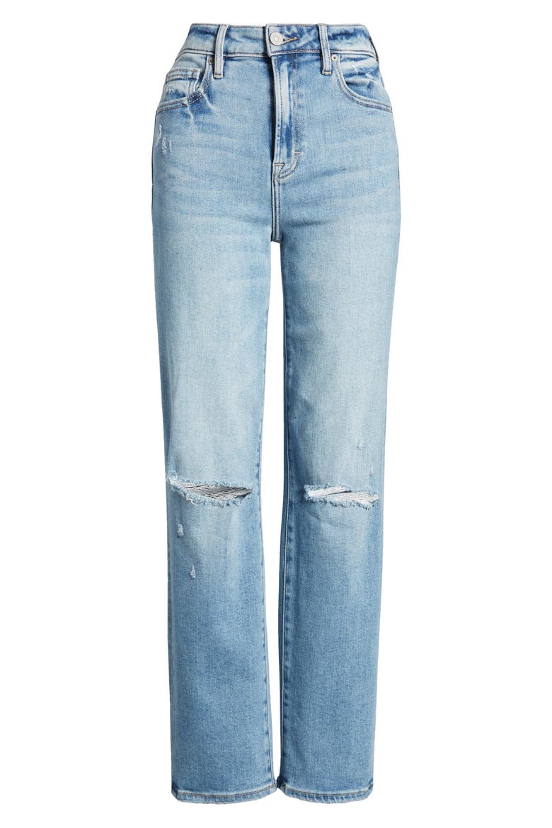 Ripped Straight Leg Jeans, Alternate, color, MEDIUM WASH