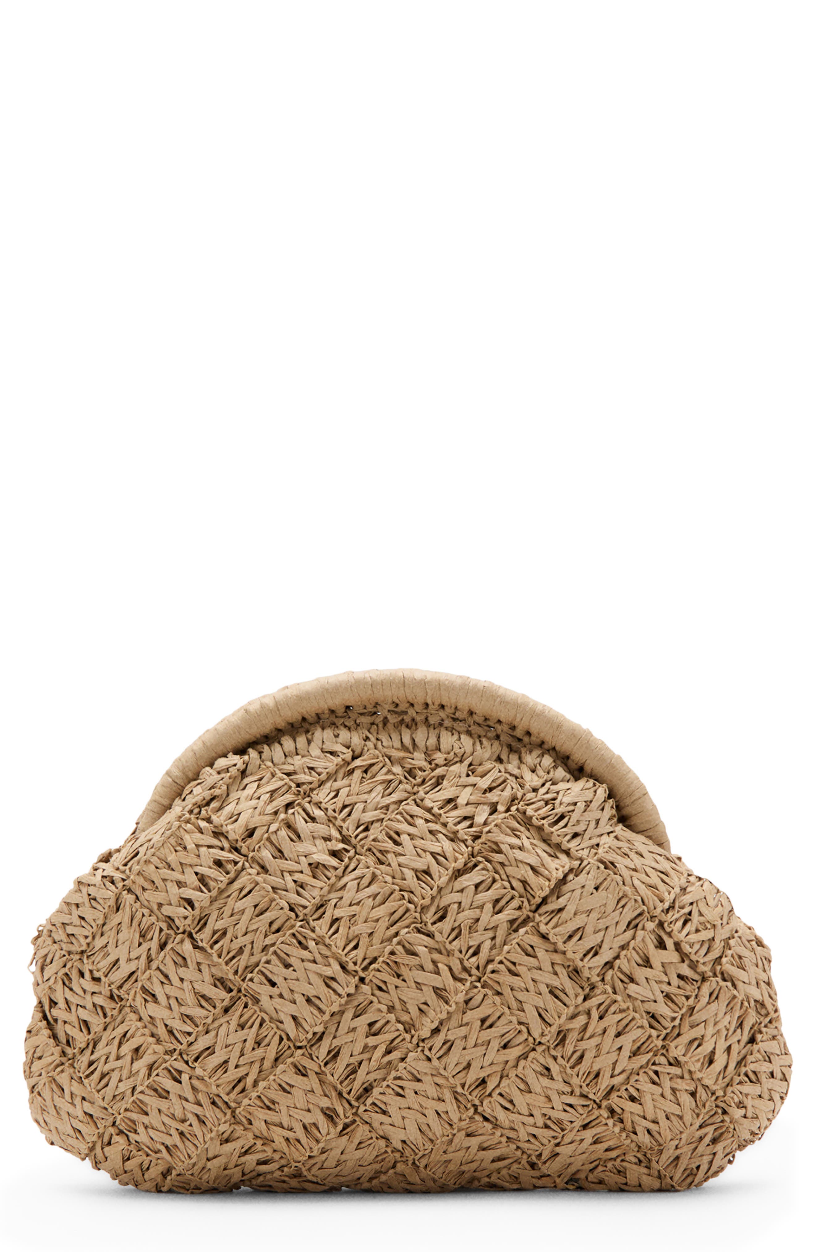 MANGO TEEN Natural Fiber Frame Clutch, Main, color, 