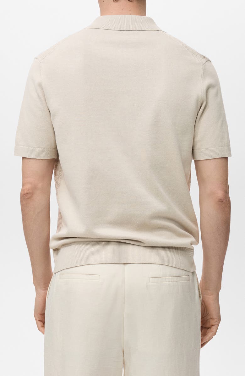MANGO Openwork Knit Quarter Zip Polo, Alternate, color, 