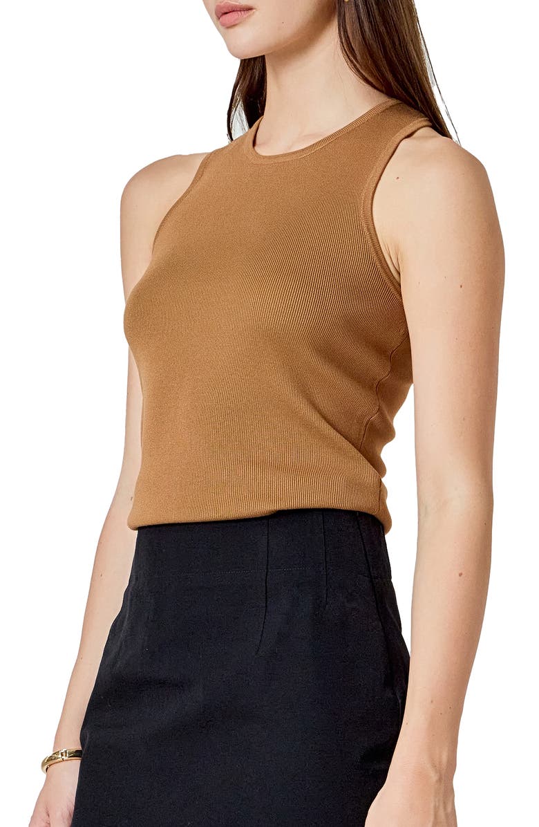 Endless Rose Rib Racerback Tank, Alternate, color, Brown