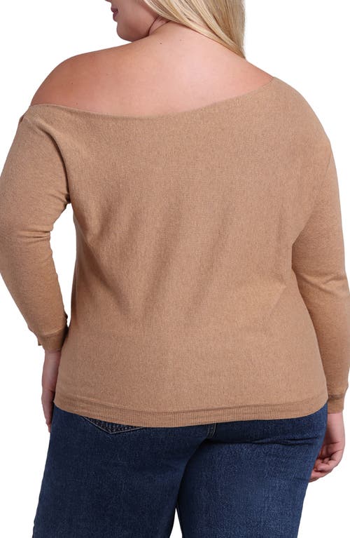 Shop Minnie Rose One-shoulder Cotton & Cashmere Sweater In Camel