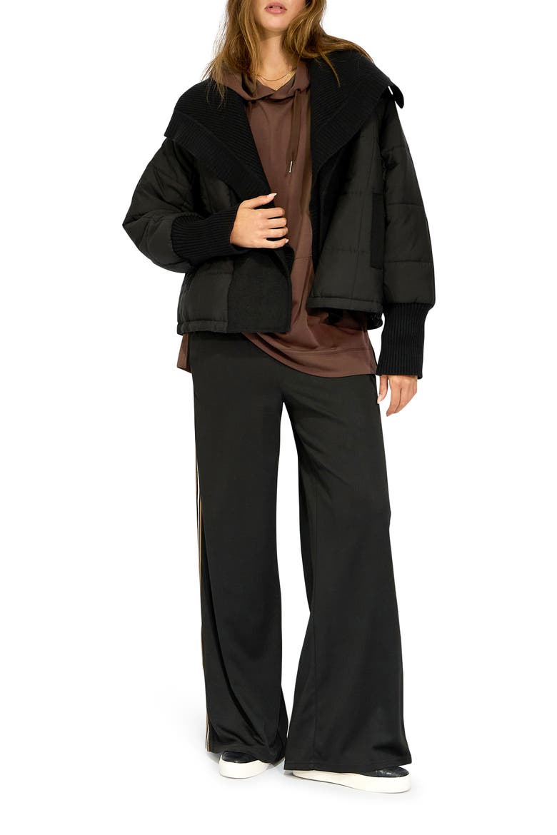 Elements Quilted Jacket with Detachable Rib Collar, Alternate, color, BLACK