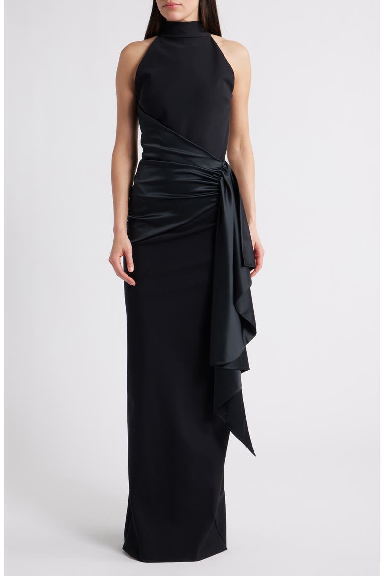 Gudairi Column Gown, Main, color, BLACK