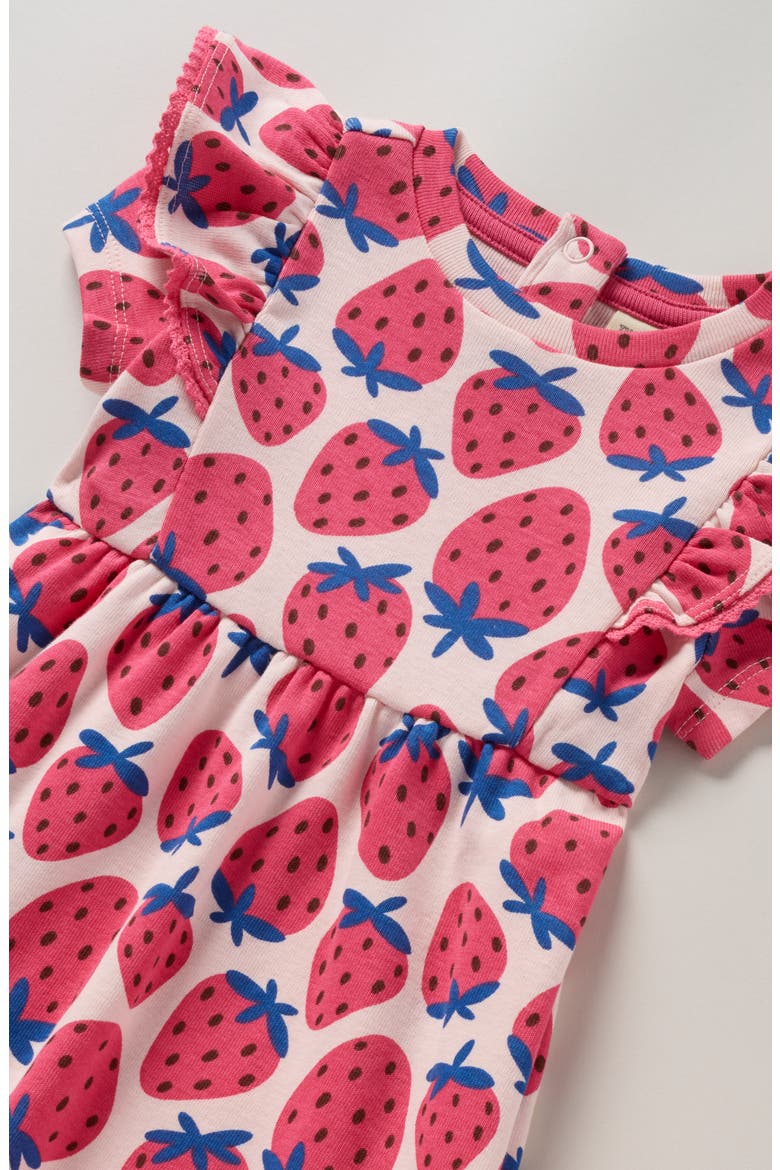 Print Flutter Sleeve Dress, Alternate, color, PINK BALM COOL STRAWBERRIES