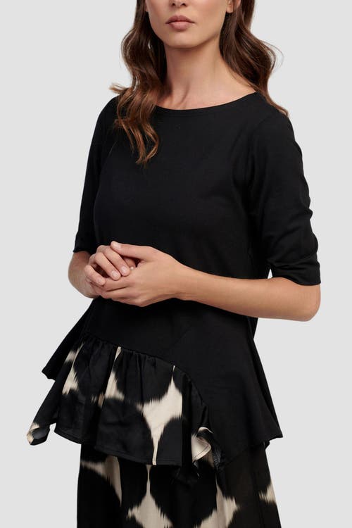 ALEMBIKA ALEMBIKA SERENE PRINT MIXED MEDIA PEPLUM TOP
