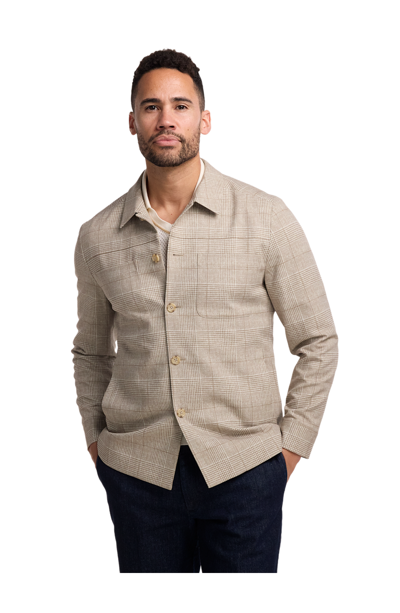 Paul Fredrick Plaid Shirt Jacket, Alternate, color, Tan