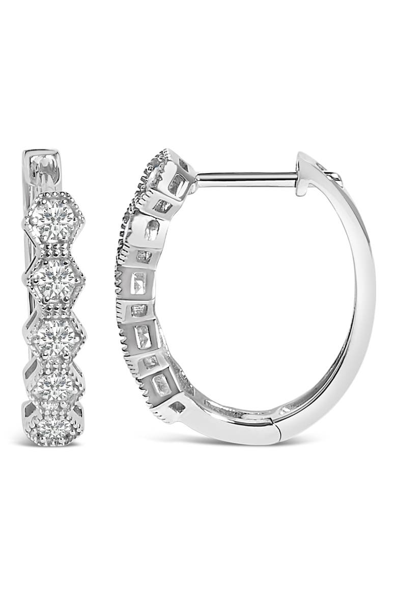 14K Gold 1/2 Ct Diamond Earring Zig-Zagging Geometric Hoop Earrings, Alternate, color, White