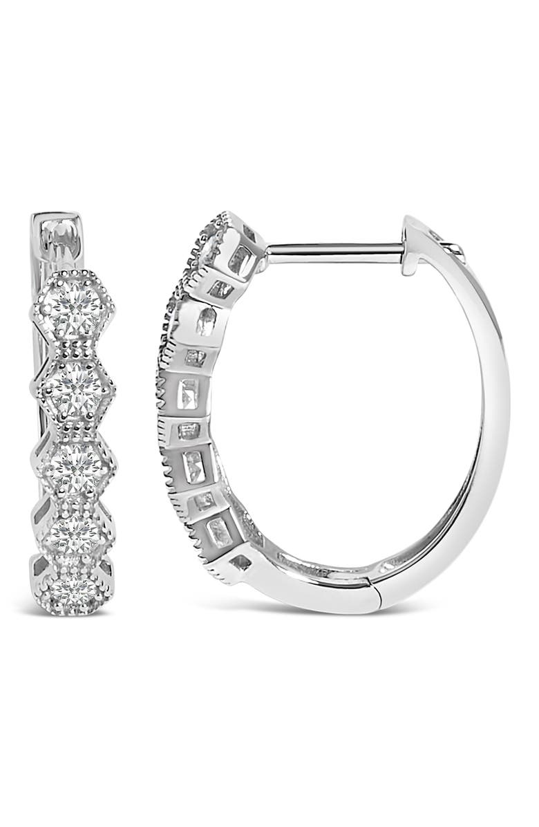 Haus of Brilliance 14K Gold 1/2 Ct Diamond Earring Zig-Zagging Geometric Hoop Earrings, Alternate, color, White