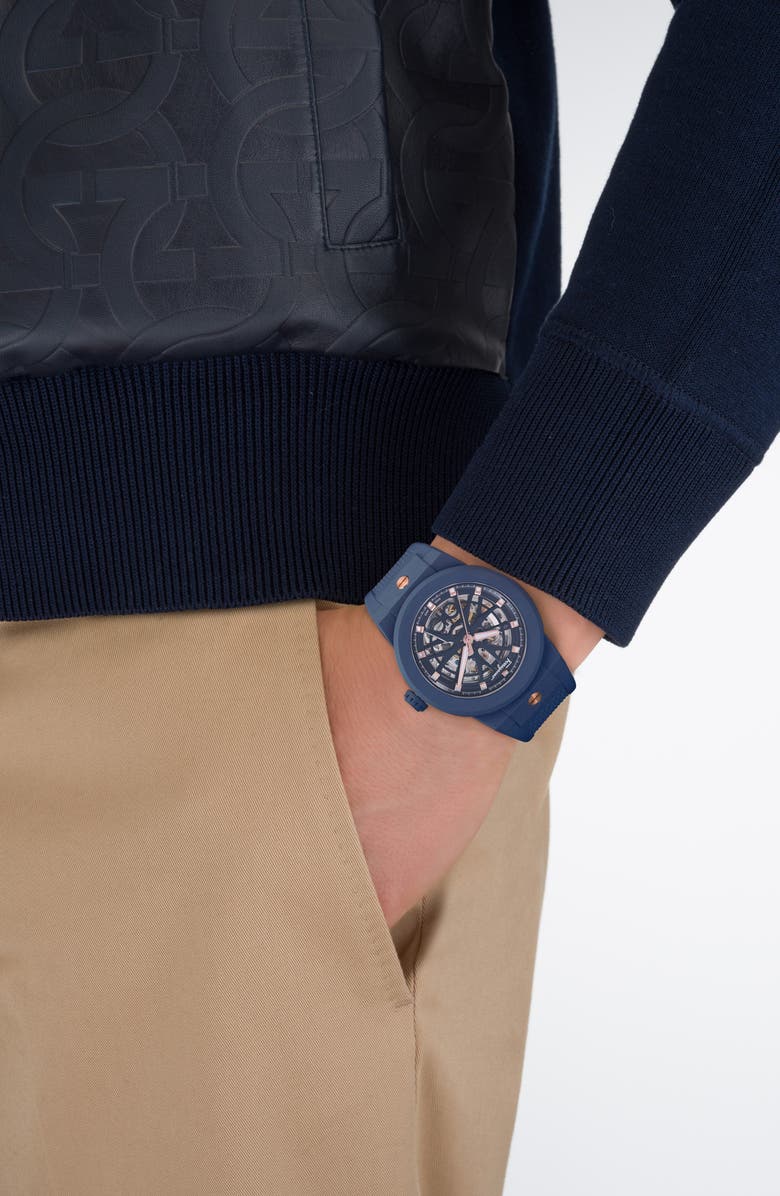 FERRAGAMO F-80 Skeleton Ecoceramic Watch, 41mm, Alternate, color, 