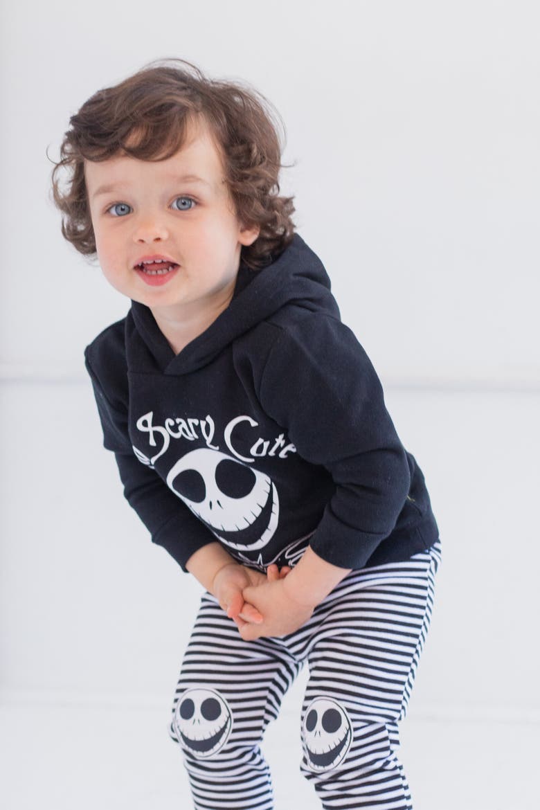 Jack Skellington Nightmare Before Christmas Fleece Hoodie & Pants Set, Alternate, color, Black