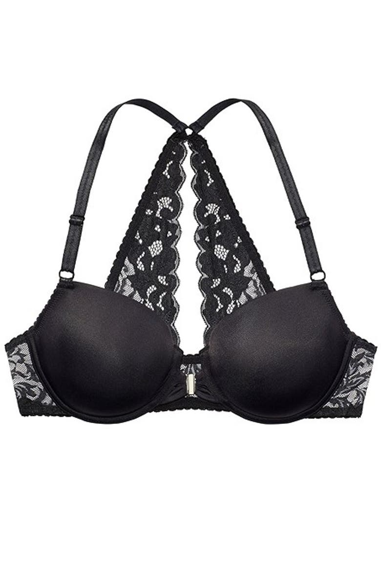 Women's Front Clasp T-Shirt Bra, Alternate, color, Black
