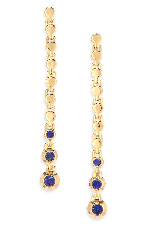 Long Eclipse Lapis Drop Earrings