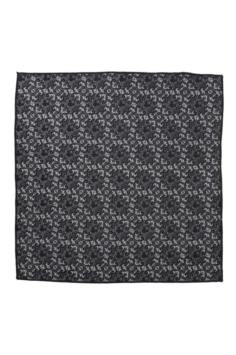 Mickey Mouse Damask Silk Pocket Square, Alternate, color, GRAY