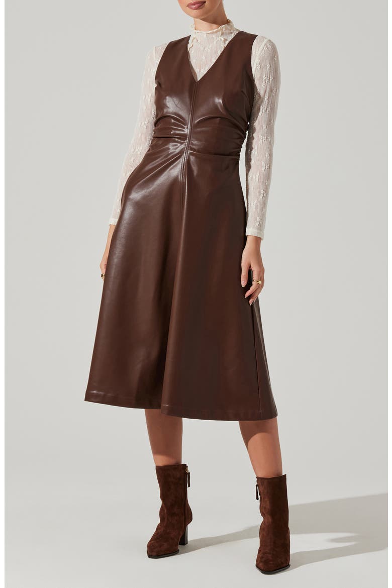 astr leather dress the Label Omaira Faux Midi (Women) atf-oc-07.09.25
