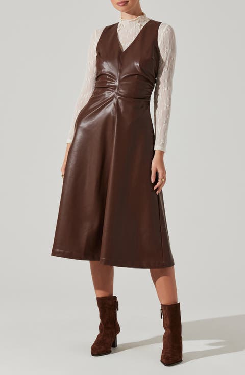 Omaira Faux Leather Midi Dress