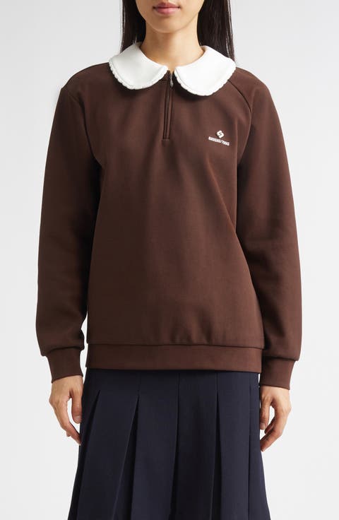 Doll Collar Oversize Half Zip Sweatshirt