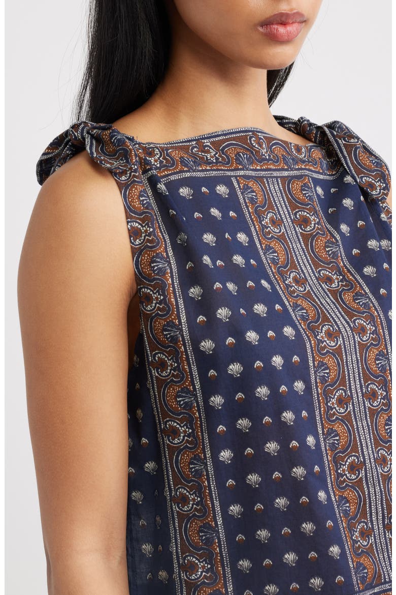 Amalia Print Tie Shoulder Sleeveless Top, Alternate, color, BLEU FOULARD DE LA MER