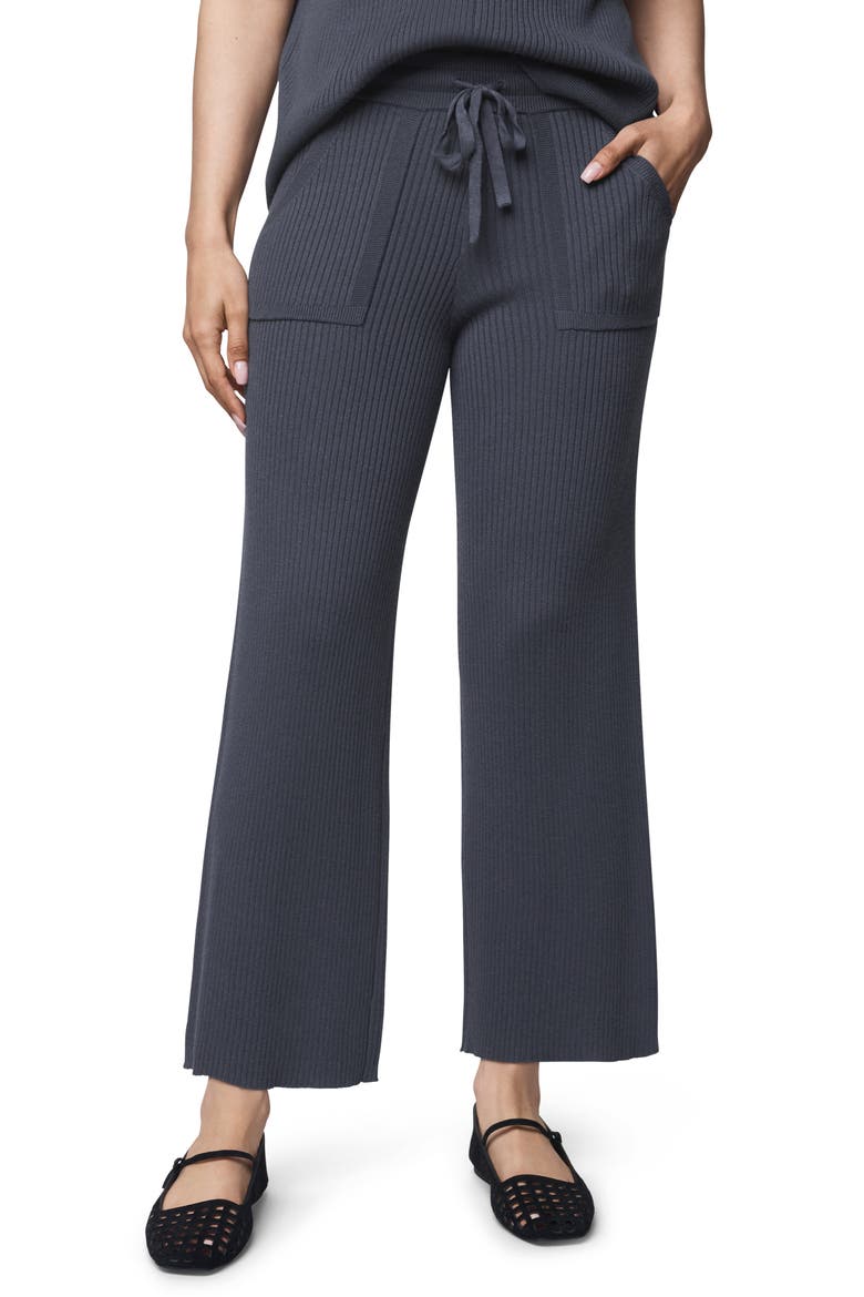 Georgie Rib Wide Leg Crop Pants, Main, color, ICE NAVY