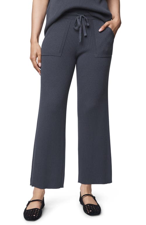 Splendid Georgie Rib Wide Leg Crop Pants In Blue