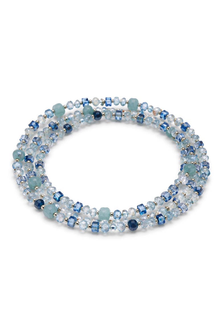 Set of 3 Beaded Stretch Bracelets, Main, color, BLUE