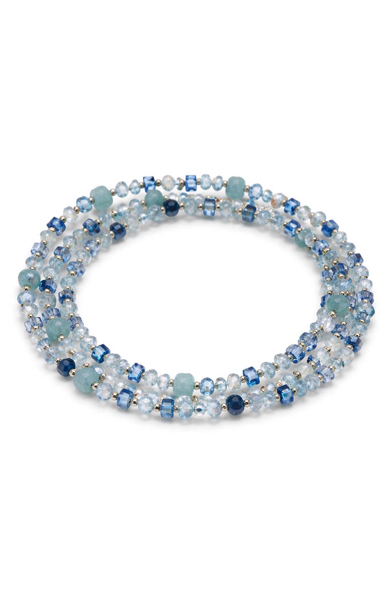 Panacea Set of 3 Beaded Stretch Bracelets, Main, color, Blue