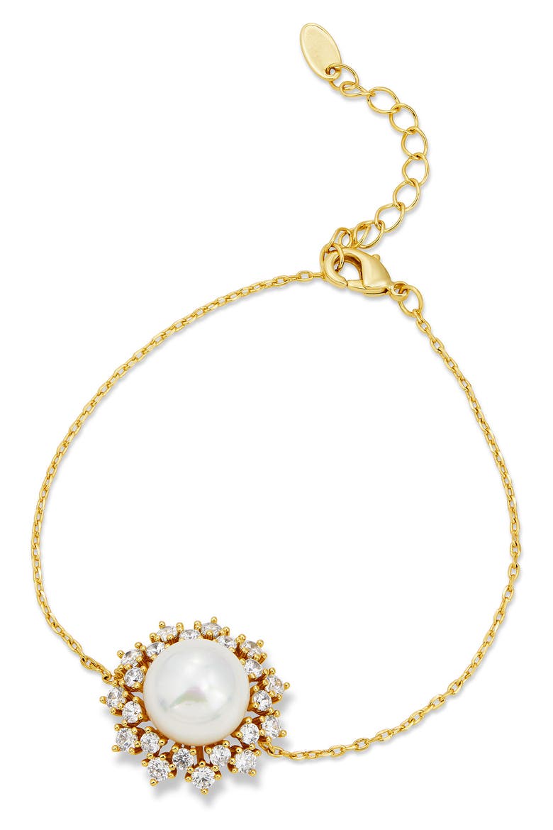 Faux Pearl Halo Bracelet, Main, color, YELLOW