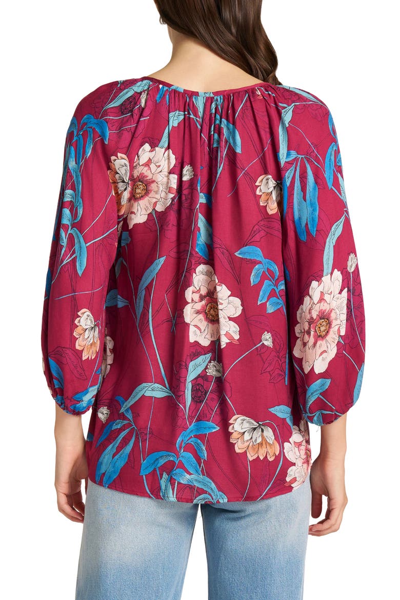 Tie Front Raglan Sleeve Top, Alternate, color, MAGENTA