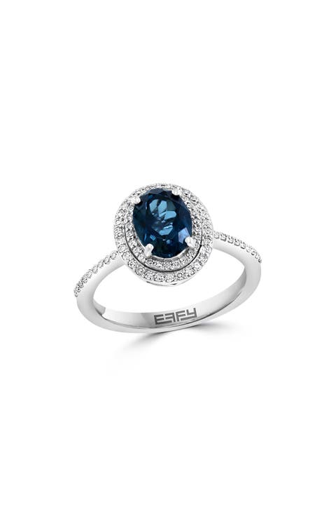 Diamond & London Blue Topaz Ring