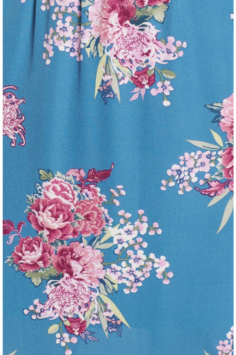 Cold Shoulder Maxi Dress, Alternate, color, TEAL FLORAL